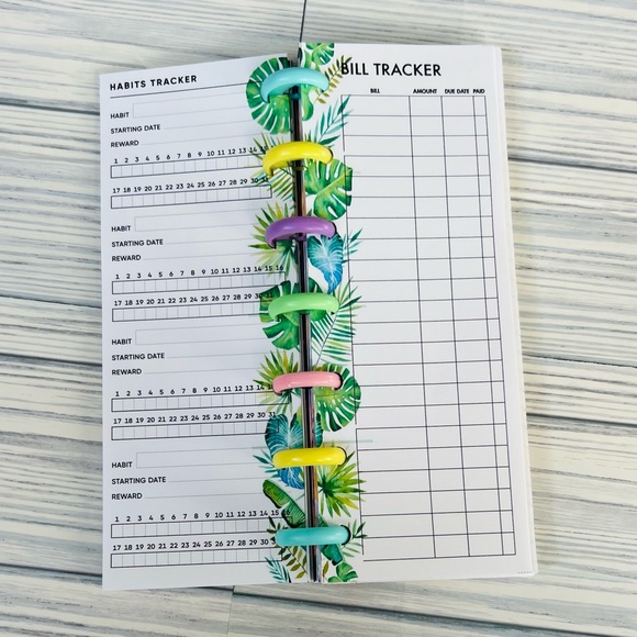 Planner tropical palm leaves monstera inserts extension pack 6 months - Picture 3 of 8